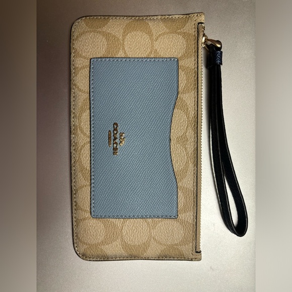 Coach Women's Zip Top Wallet in Colorblock Signature Canvas - Light Khaki/Multi - Picture 2 of 8